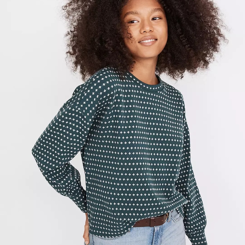 Madewell floral jacquard puff-sleeve top